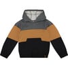 Color-Block Hooded Fleece Sweatshirt, Dark Gray, Caramel & Black - Sweatshirts - 1 - thumbnail