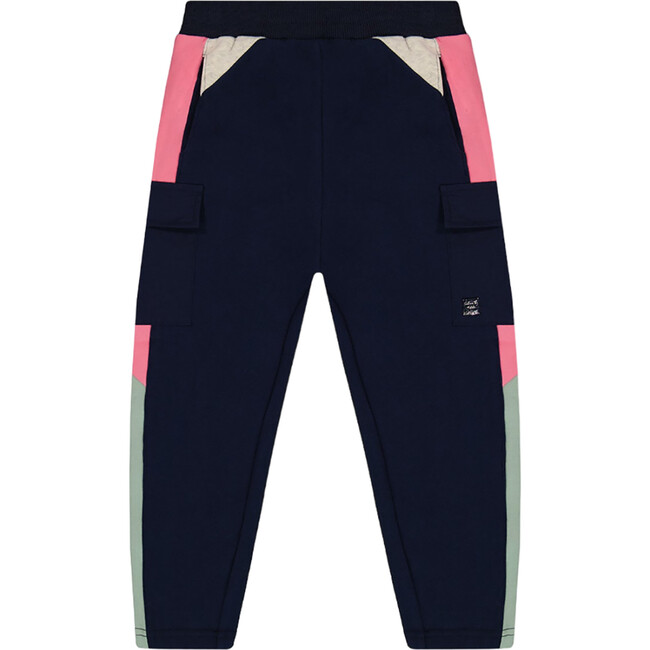 Color-Block Side Panel Cargo Jogging Pant, Navy