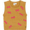 3D Bows Knit Sleeveless Sweater Vest, Golden Brown & Pink - Vests - 1 - thumbnail