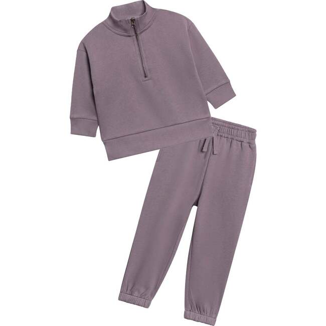 Organic 2-Piece Fleece Quarter Zip and Pant Set, Fog