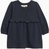 Nina Waffle Knit Ruffle Waist Dress, Navy - Dresses - 1 - thumbnail