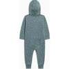 Greer Fleece Hooded Zipper Romper, Square Dot / Teal - Rompers - 2