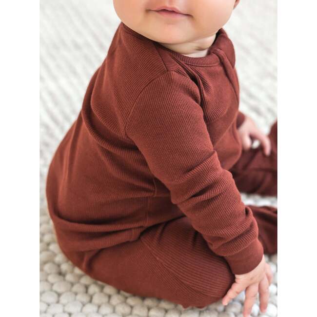 Kit Ribbed Zipper Footie, Garnet - Footie Pajamas - 2