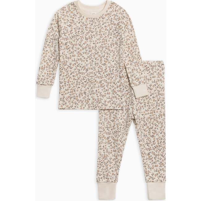 Two Piece Long Sleeve Pajamas Set, Primrose Floral/Chestnut