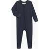 Kit Ribbed Zipper Footie, Navy - Footie Pajamas - 1 - thumbnail