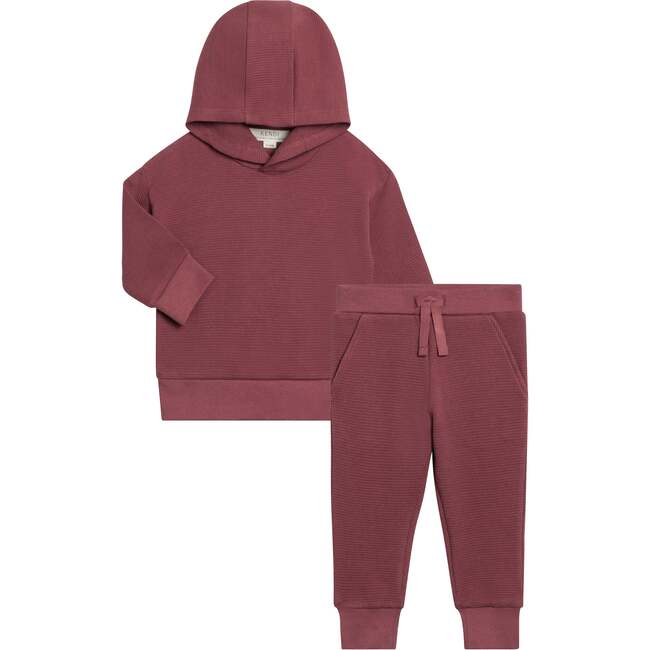 Organic 2-Piece Waffle Hoodie and Jogger Set, Mulberry