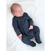 Kit Ribbed Zipper Footie, Navy - Footie Pajamas - 2