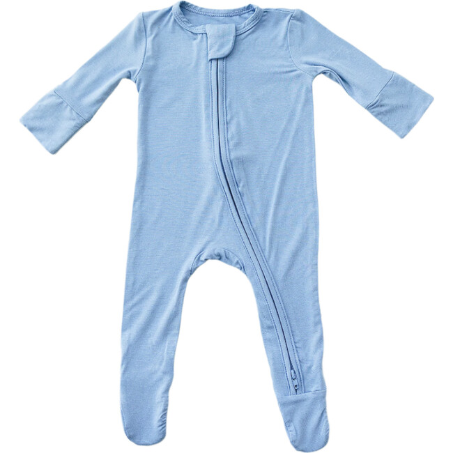 Zip Footie, Hydrangea Blue - Footie Pajamas - 1