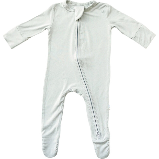 Zip Footie, Fog Grey - Footie Pajamas - 1