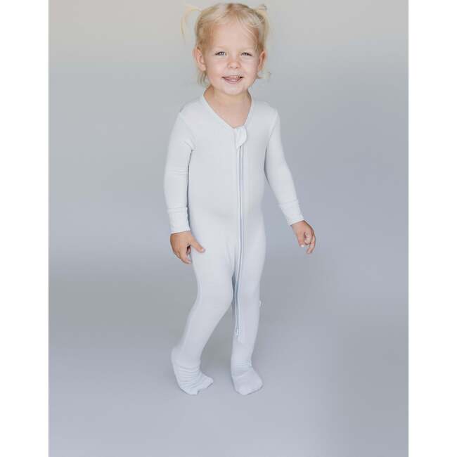 Convertible Zip Footie, Fog Grey - Footie Pajamas - 2