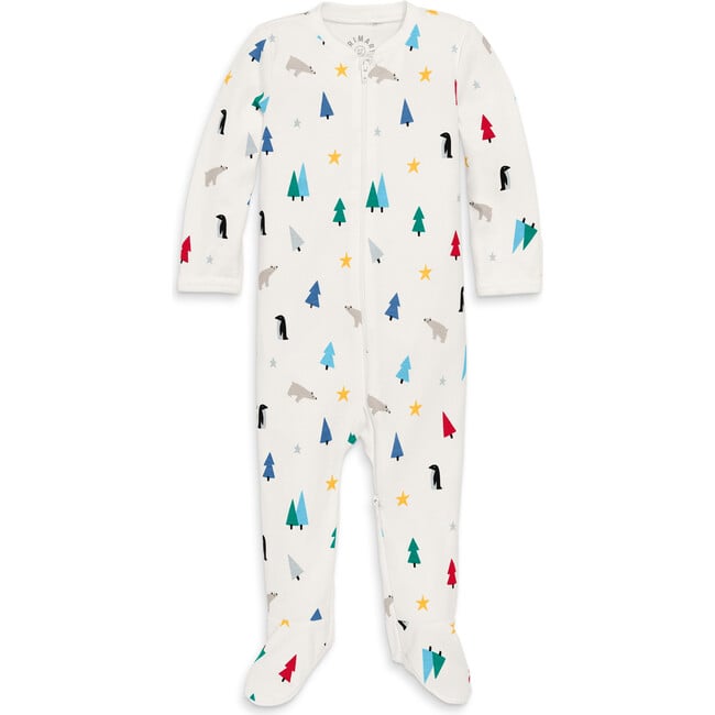 Primary x Maisonette Organic Zip Footie, Ivory Winter Wonderland - Footie Pajamas - 1