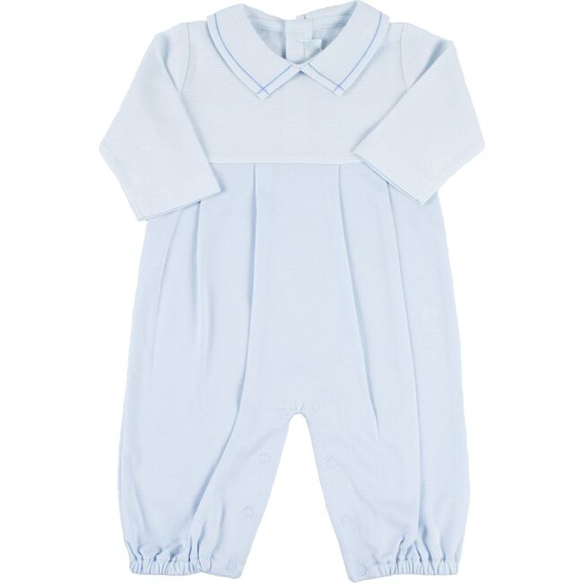 Striped Classic Long One Piece, Light Blue - Rompers - 1