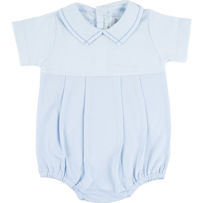 Striped Classic Bubble, Light Blue - Rompers - 1