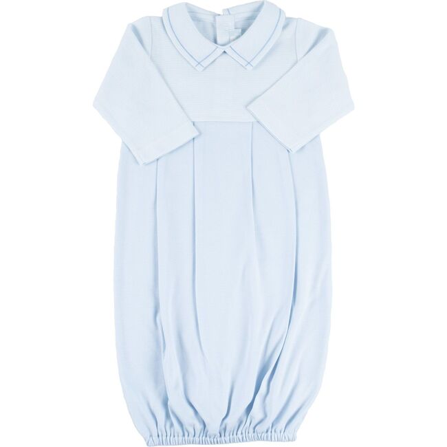 Striped Classic Gown, Light Blue - Nightgowns - 1