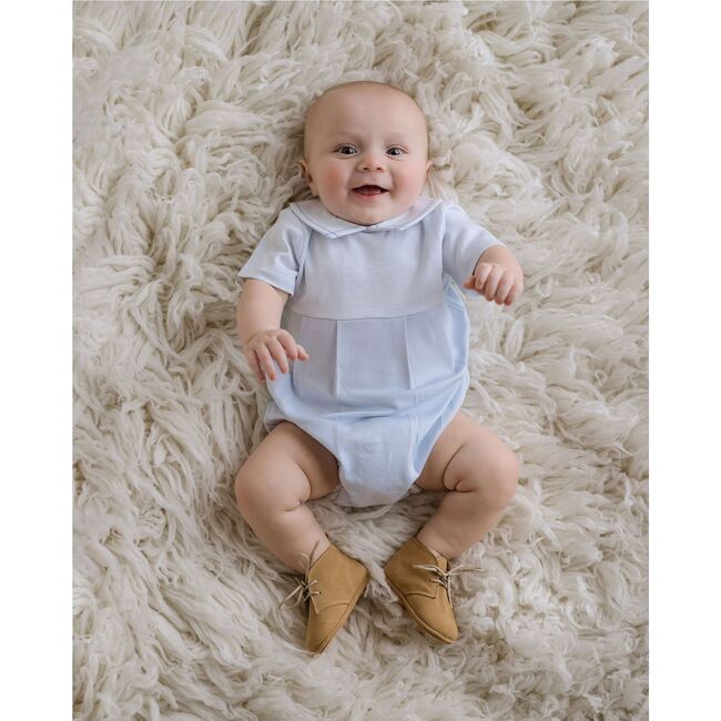 Striped Classic Bubble, Light Blue - Rompers - 2