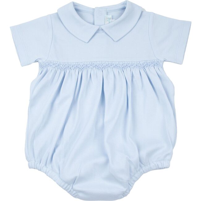 Smocked Bubble Romper, Light Blue