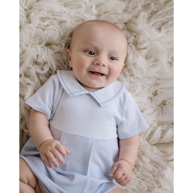 Striped Classic Bubble, Light Blue - Rompers - 3