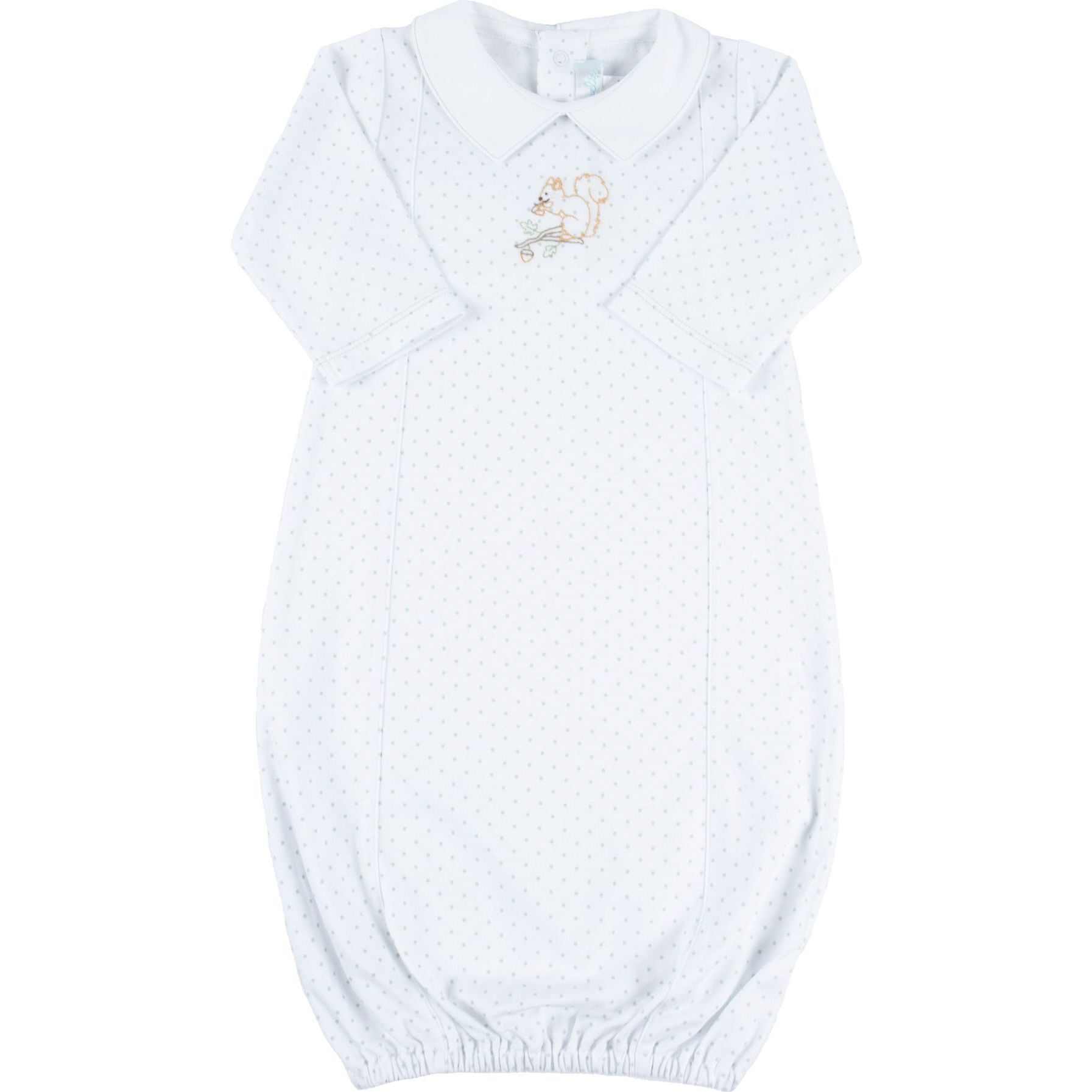 Pointed Collar Little Squirrel Gown, White - Nightgowns - 1