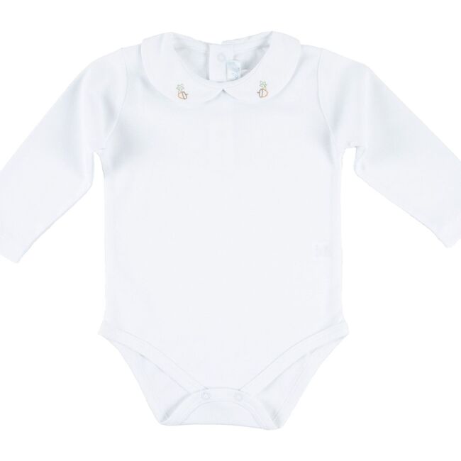 Acorn Long Sleeve Onesie, White - Onesies - 1