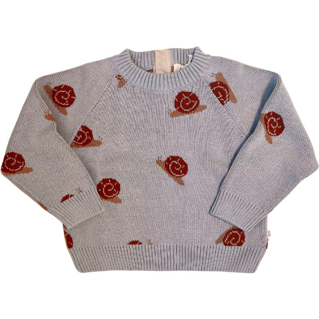 Organic Snail Knit Sweater, Pearl Blue