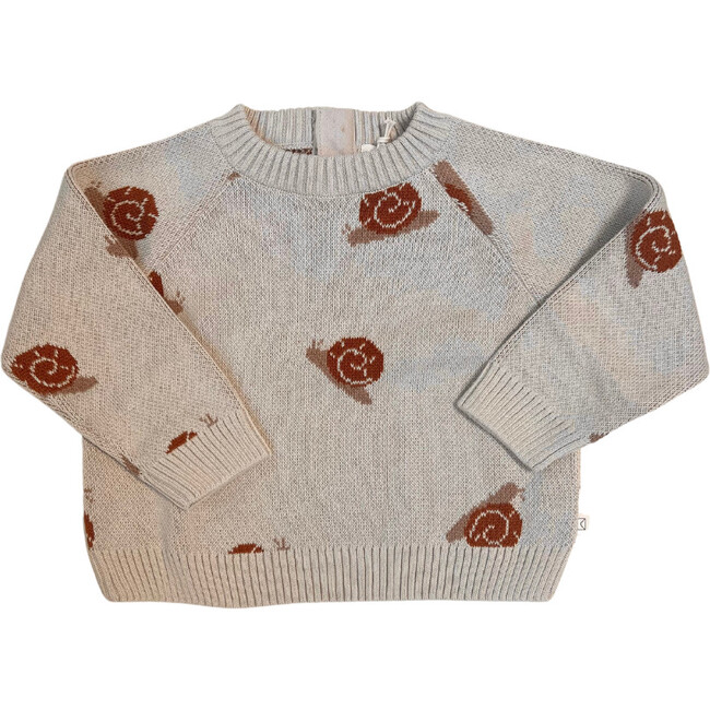 Organic Snail Knit Sweater, Oatmeal - Sweaters - 1