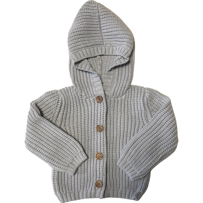 Pima Cotton Knit Waffle Hoodie, Pearl Blue - Cardigans - 1