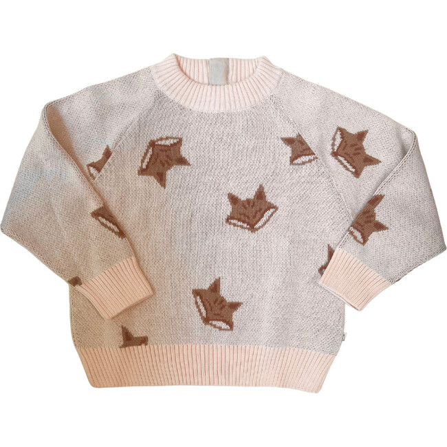 Organic Fox Knit Sweater, Pale Pink - Sweaters - 1