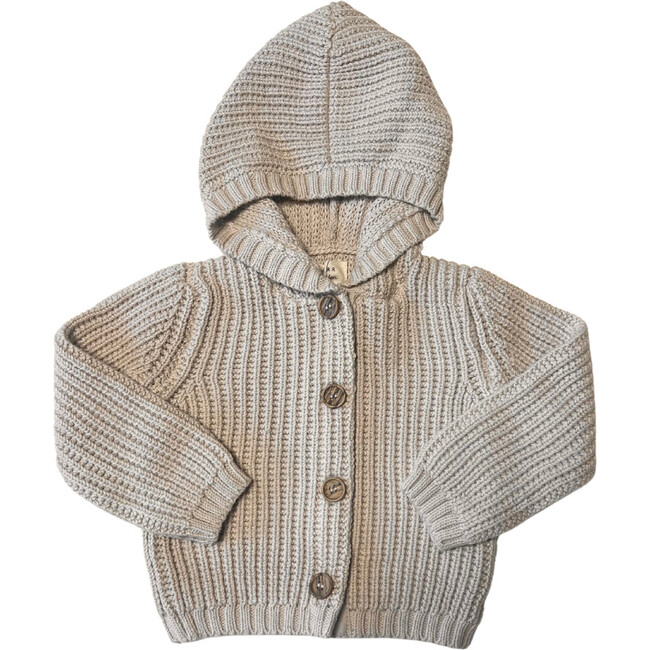 Pima Cotton Knit Waffle Hoodie, Oatmeal - Cardigans - 1