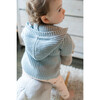 Pima Cotton Knit Waffle Hoodie, Pearl Blue - Cardigans - 4