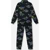 Two Piece Thermal Underwear Set, Black Printed Neon Dino - Loungewear - 1 - thumbnail