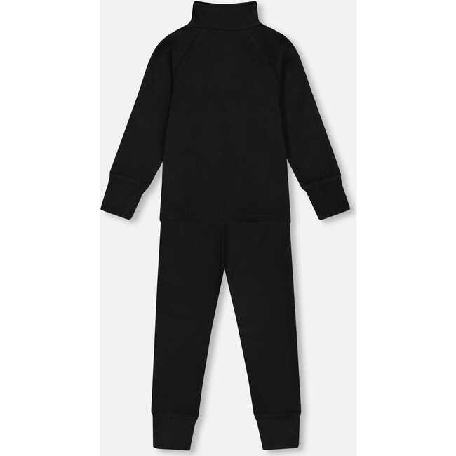 Two Piece Thermal Underwear Set, Black - Loungewear - 3