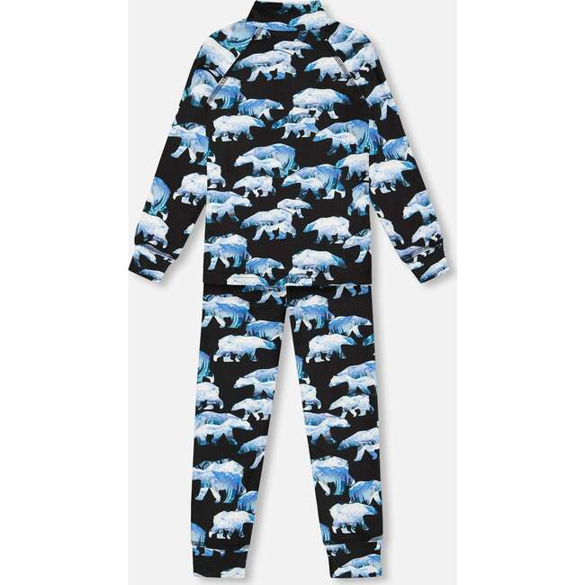 Two Piece Thermal Underwear Set, Black Printed Polar Bears - Loungewear - 3