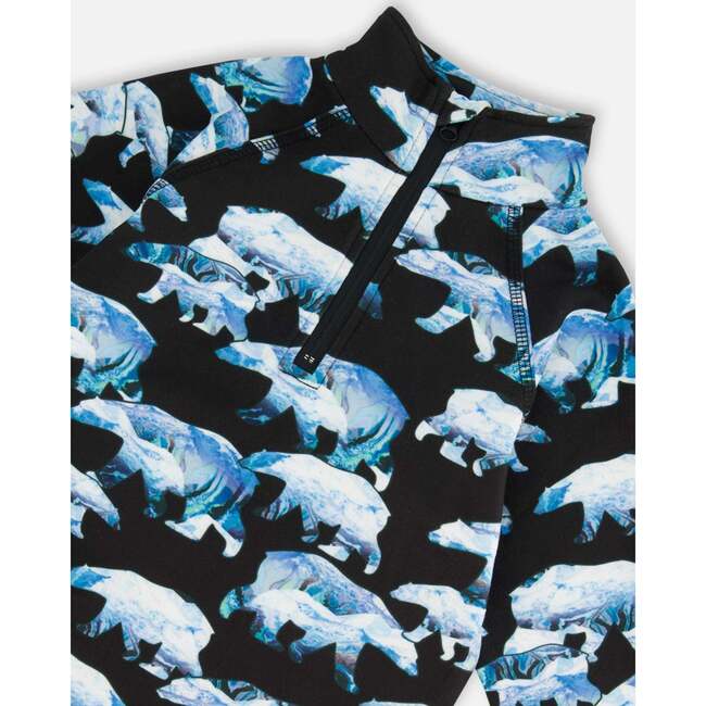 Two Piece Thermal Underwear Set, Black Printed Polar Bears - Loungewear - 4