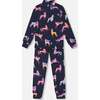 Two Piece Thermal Underwear, Navy Printed Unicorn - Loungewear - 1 - thumbnail