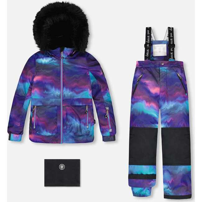 Two Piece Snowsuit, Printed Purple Aurora Borealis