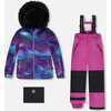 Two Piece Snowsuit, Printed Aurora Borealis And Purple - Snowsuits - 1 - thumbnail