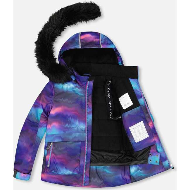 Two Piece Snowsuit, Printed Aurora Borealis And Purple - Snowsuits - 2