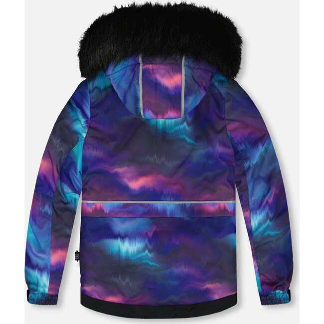 Two Piece Snowsuit, Printed Aurora Borealis And Purple - Snowsuits - 3