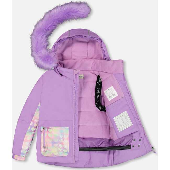 Two Piece Snowsuit, Lilac Printed Hearts - Snowsuits - 2