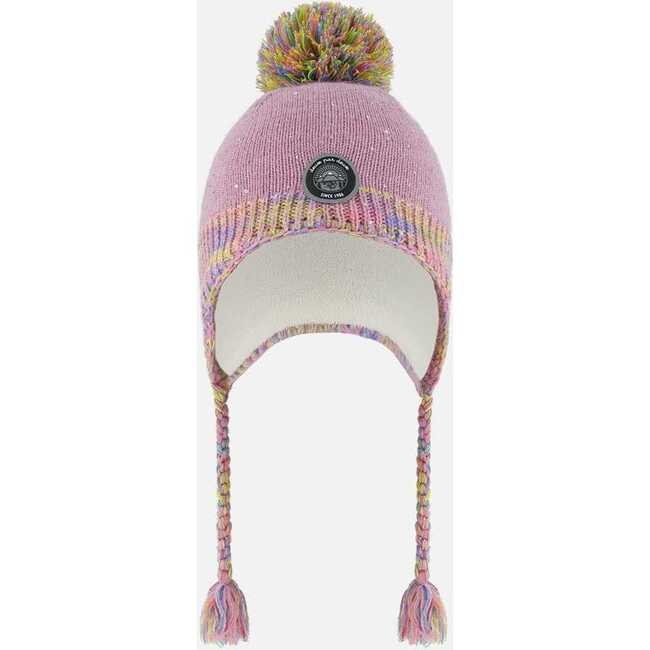 Peruvian Knit Hat, Lilac With Multicolor Hearts - Hats - 1