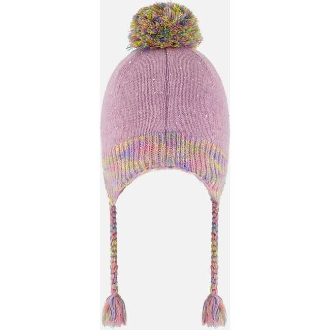 Peruvian Knit Hat, Lilac With Multicolor Hearts - Hats - 2