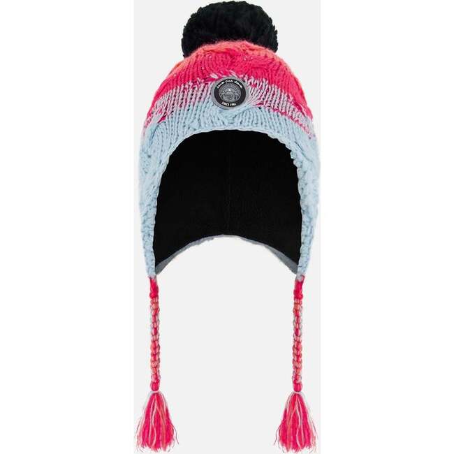 Peruvian Knit Hat, Gradient Blue,Coral And Fuschia