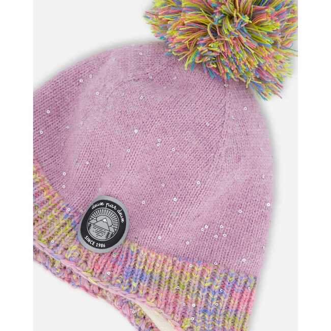 Peruvian Knit Hat, Lilac With Multicolor Hearts - Hats - 3