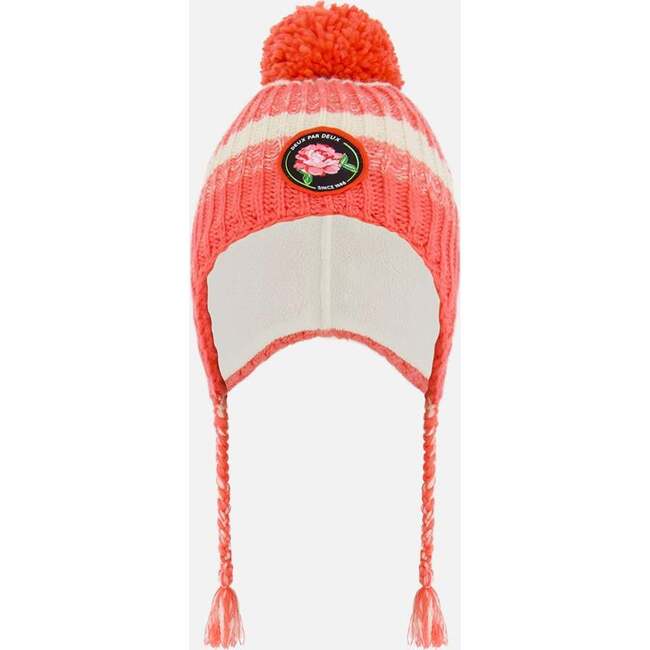 Peruvian Knit Hat, Coral And White