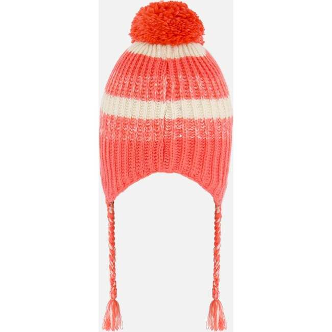 Peruvian Knit Hat, Coral And White - Hats - 2