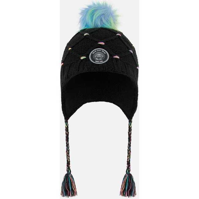 Peruvian Knit Hat, Black With Multicolor Dots