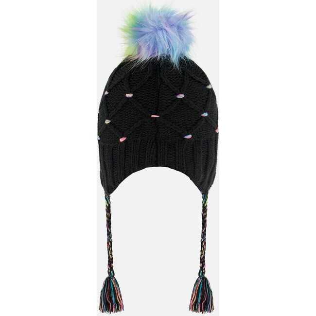 Peruvian Knit Hat, Black With Multicolor Dots - Hats - 2