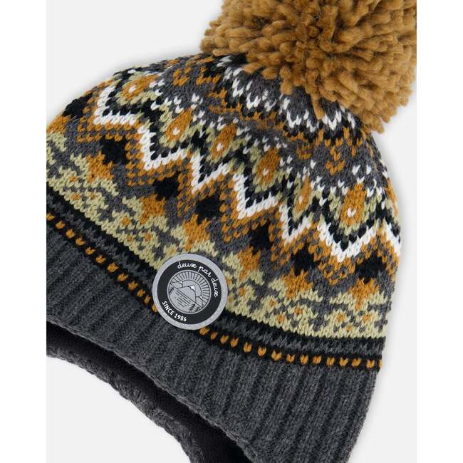 Peruvian Knit Hat, Grey And Brown Jacquard - Hats - 5