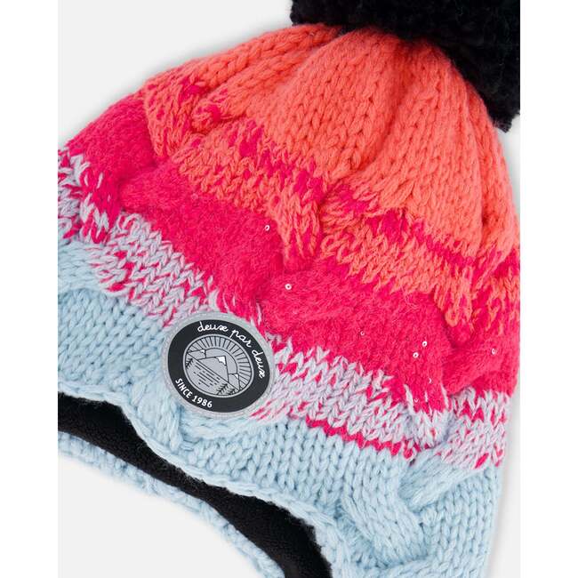 Peruvian Knit Hat, Gradient Blue,Coral And Fuschia - Hats - 5