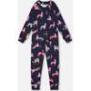 One Piece Thermal Underwear, Navy Printed Unicorn - Loungewear - 1 - thumbnail